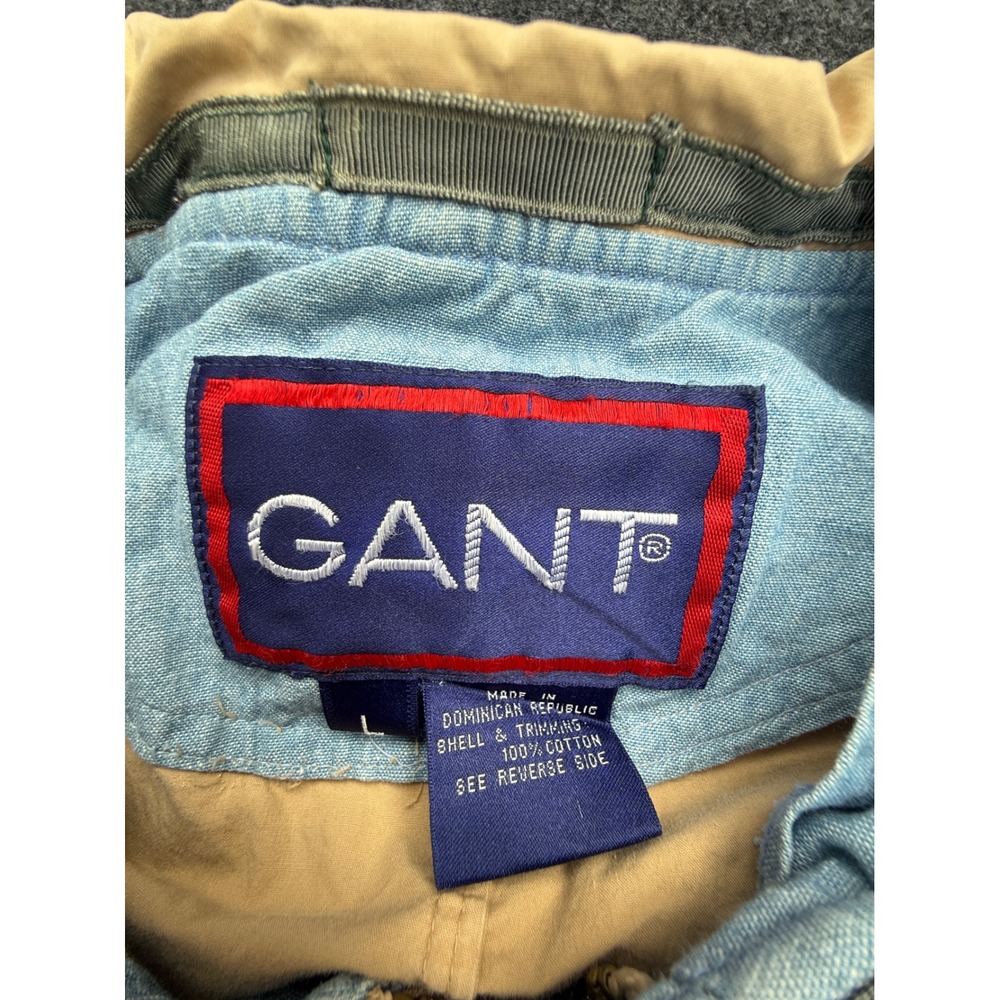 Vintage Gant Field Jacket Mens Large Tan Beige 100% Cotton Safari Utility Coat - Picture 6 of 10